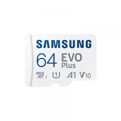 Memory Card microSDXC Samsung EVO Plus 64GB, Class 10, UHS-I U1, V10, A1 + Adaptor SD