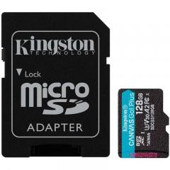 Memory Card microSDXC Kingston Canvas Go Plus 128GB, Class 10, UHS-I U3, V30, A2 + Adaptor SD