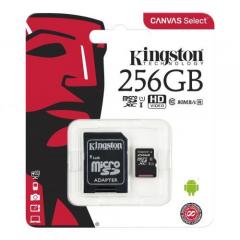 Card memorie microSDXC Kingston Canvas Select Plus 256GB, Class 10, UHS-I U3, V30, A1 + Adaptor SD