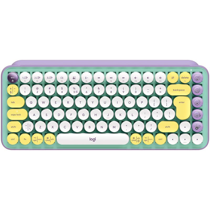 Tastatura mecanica Logitech Pop Keys Daydream, Wireless, Layout US Intl, Alb/Galben