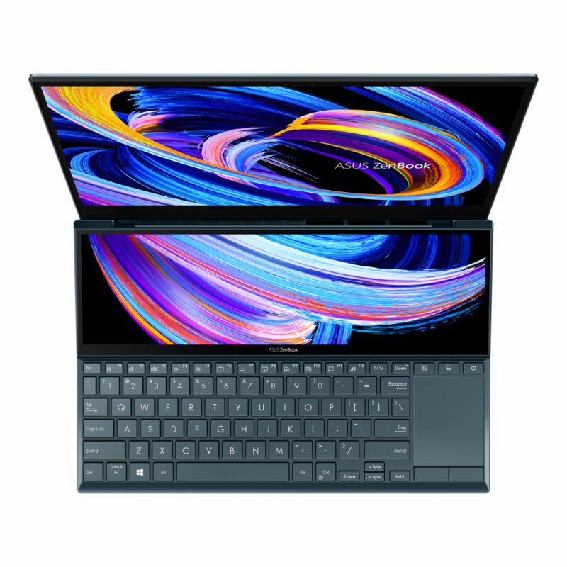 Laptop ASUS ZenBook Duo 14 UX482EA-HY222R, Intel Core i7-1165G7, 14inch Touch, RAM 16GB, SSD 1TB, Intel Iris Xe Graphics, Windows 10 Pro, Celestial Blue